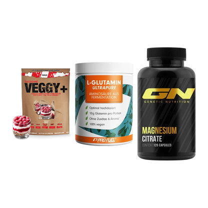 Pflanzliches Set: Sinob VEGGY + ProFuel Glutami + GN Magnesium – alle enthaltenen Artikel