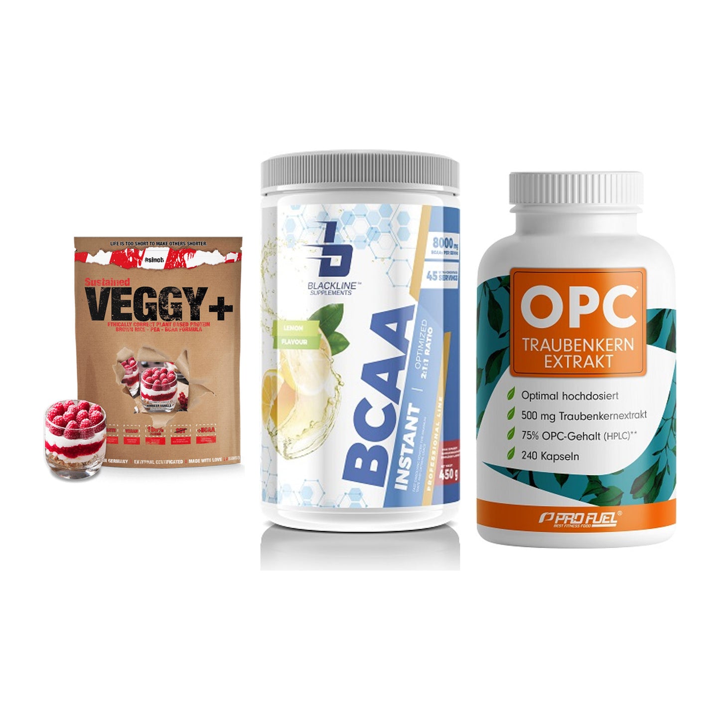 Pflanzliches Set: Sinob VEGGY + Blackline + ProFuel OPC – alle enthaltenen Artikel