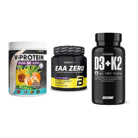 Pflanzliches Set: ProFuel V-Prote + BioTech EAA + Big Zone – alle enthaltenen Artikel