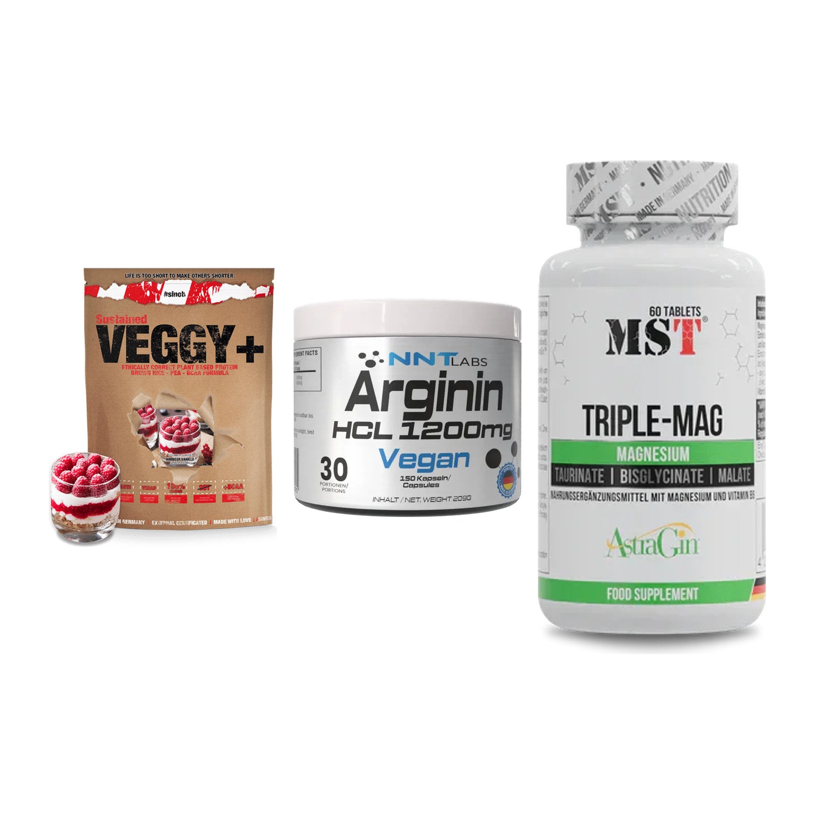 Pflanzliches Set: Sinob VEGGY + NNT Arginin HCL + MST Tripple Mag – alle enthaltenen Artikel