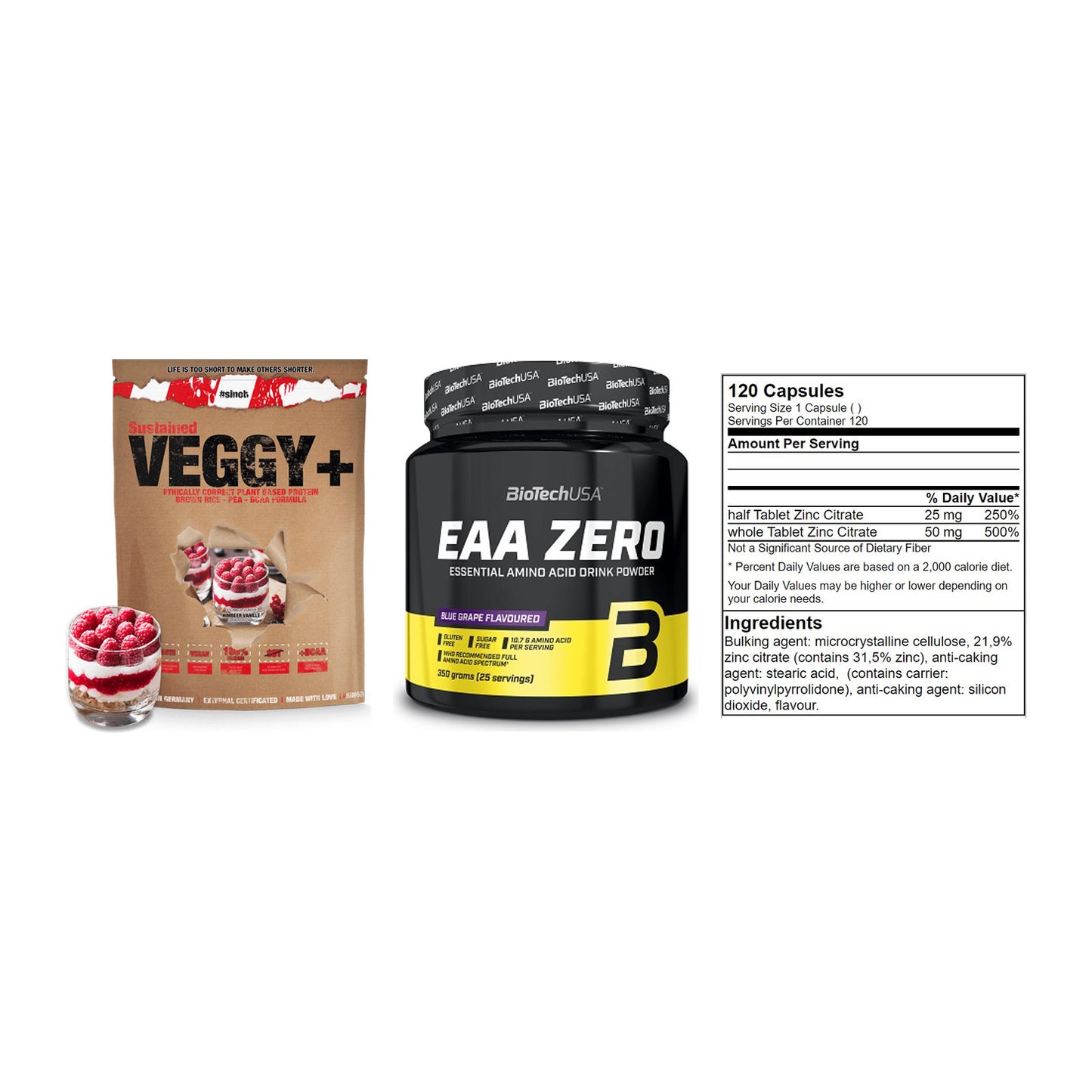 Pflanzliches Set: Sinob VEGGY + BioTech EAA + GN Zinc Citrate – alle enthaltenen Artikel