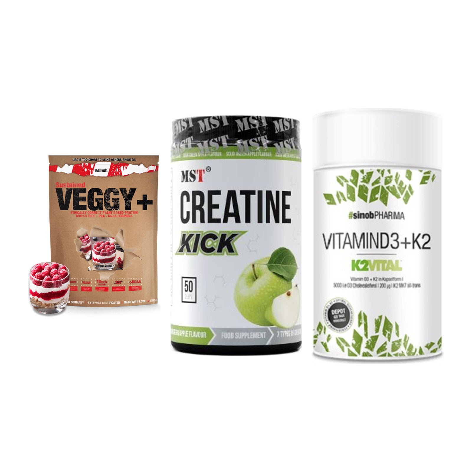 Pflanzliches Set: Sinob VEGGY + MST Creatine + Sinob Vitamin – alle enthaltenen Artikel