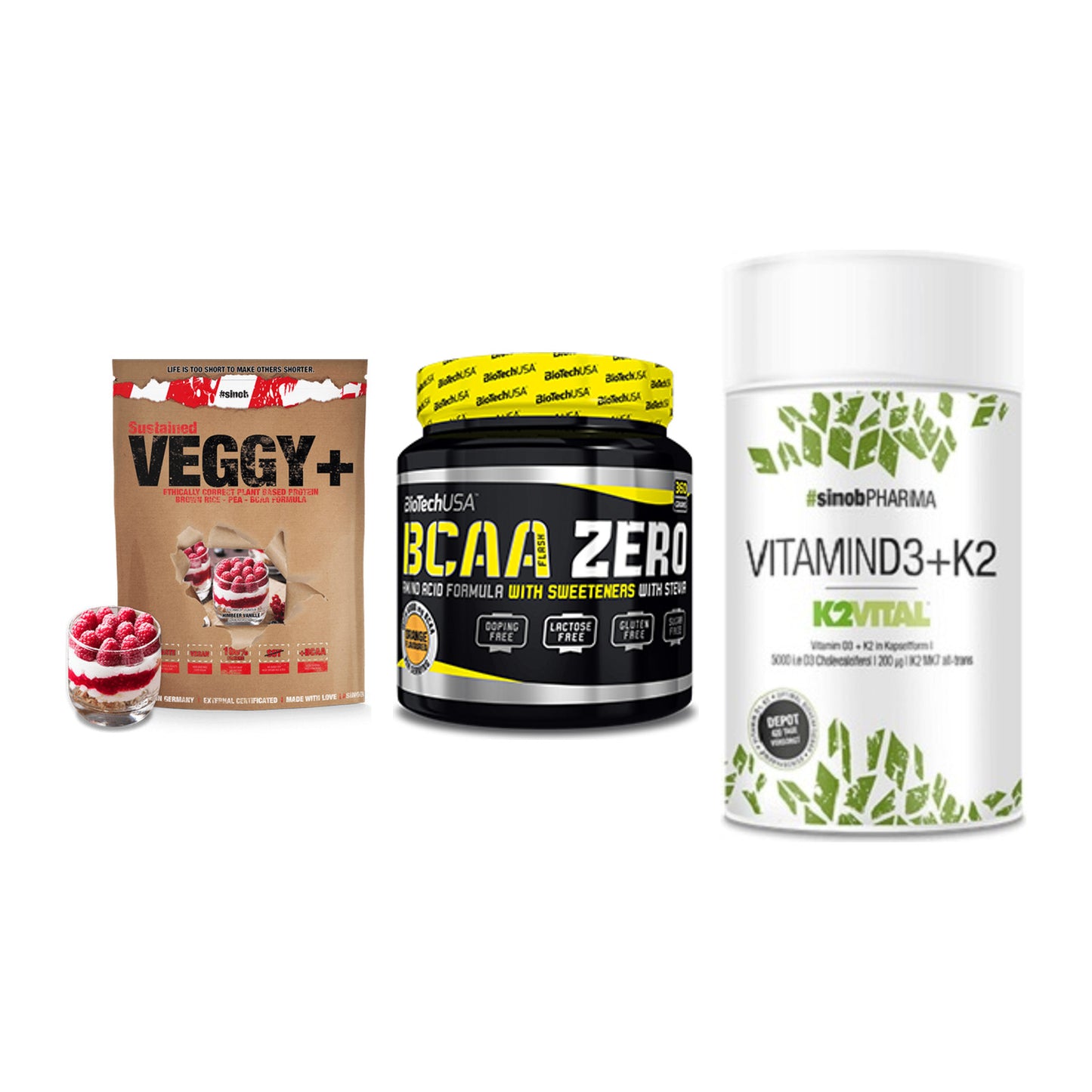 Pflanzliches Set: Sinob VEGGY + BioTech BCAA + Sinob Vitamin – alle enthaltenen Artikel