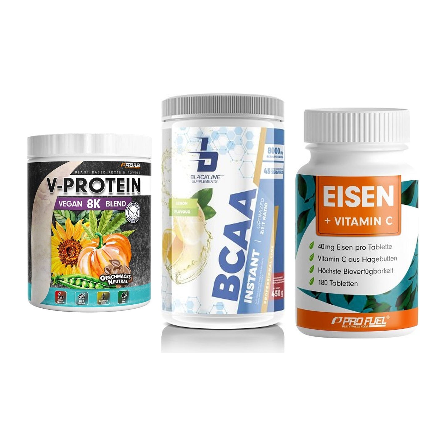 Pflanzliches Set: ProFuel V-Prote + Blackline + ProFuel EISEN – alle enthaltenen Artikel