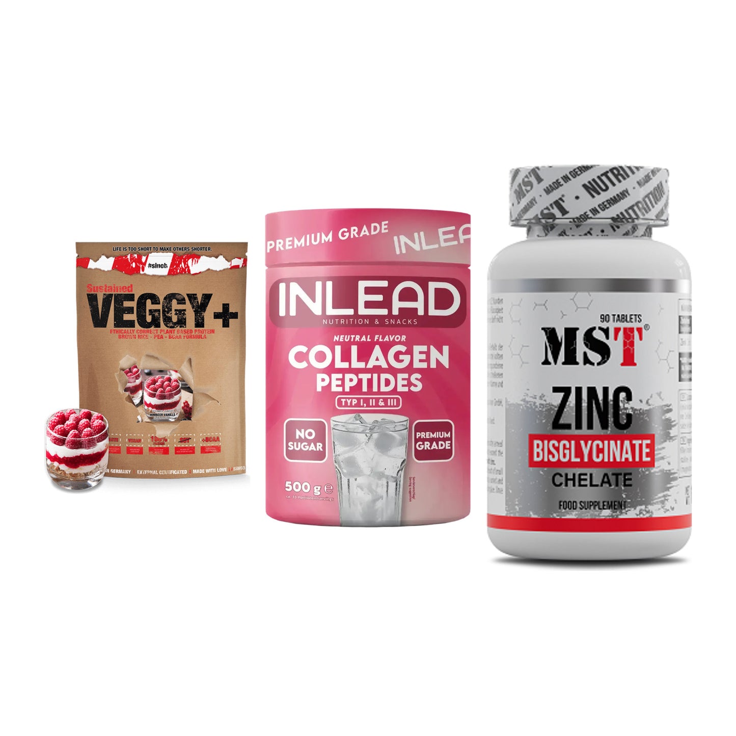 Pflanzliches Set: Sinob VEGGY + INLEAD Collagen + MST Zinc – alle enthaltenen Artikel