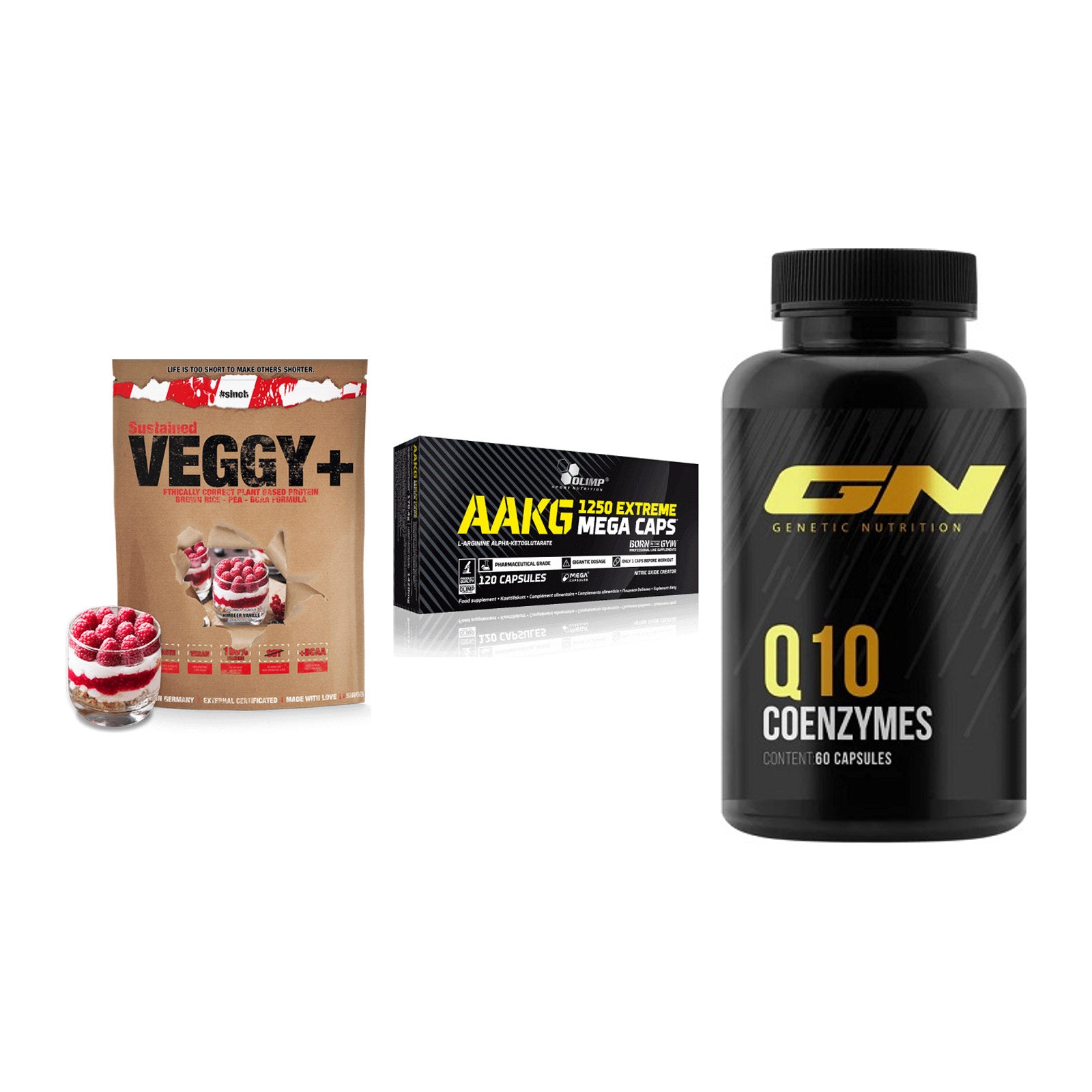 Pflanzliches Set: Sinob VEGGY + Olimp AAKG + GN Q10 Health – alle enthaltenen Artikel