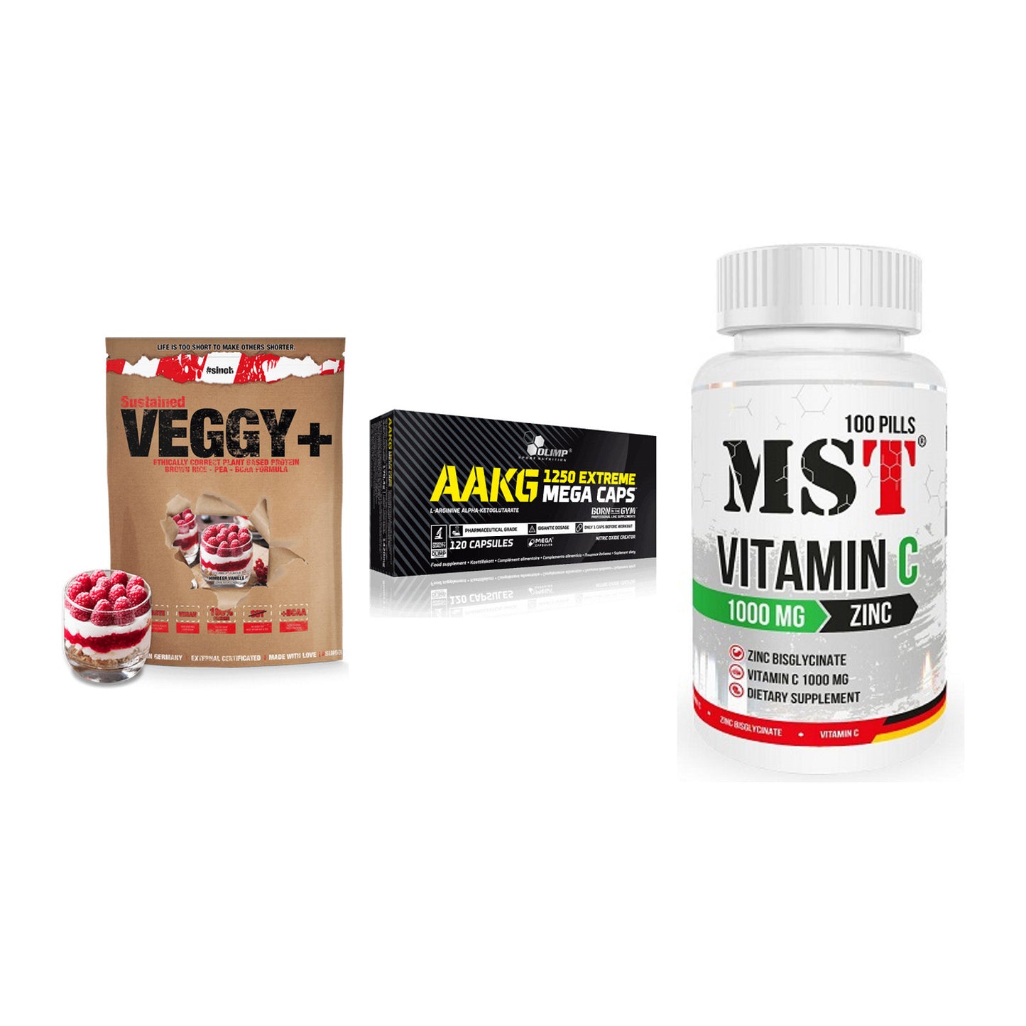 Pflanzliches Set: Sinob VEGGY + Olimp AAKG + MST Vitamin C – alle enthaltenen Artikel