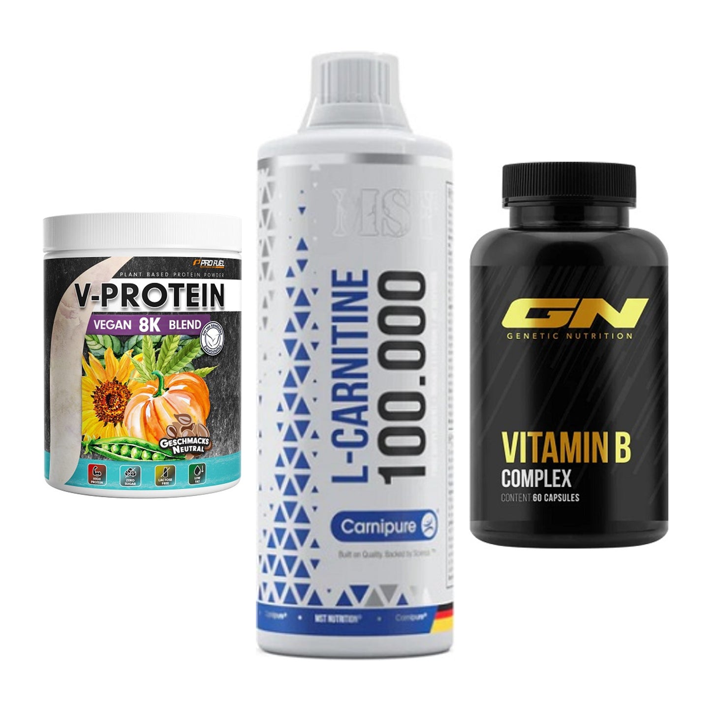 Pflanzliches Set: ProFuel V-Prote + MST L-Carnitine + GN Vitamin – alle enthaltenen Artikel