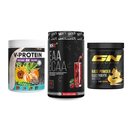 Pflanzliches Set: ProFuel V-Prote + MST EAA & BCAA + GN Base Powder – alle enthaltenen Artikel