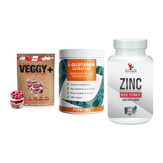 Pflanzliches Set: Sinob VEGGY + ProFuel Glutami + #GYMJUICE ZINC – alle enthaltenen Artikel