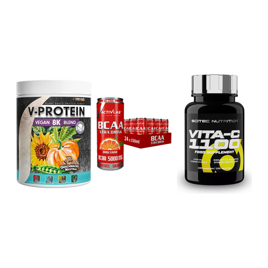 Pflanzliches Set: ProFuel V-Prote + Activlab BCAA + Scitec Vitamin – alle enthaltenen Artikel