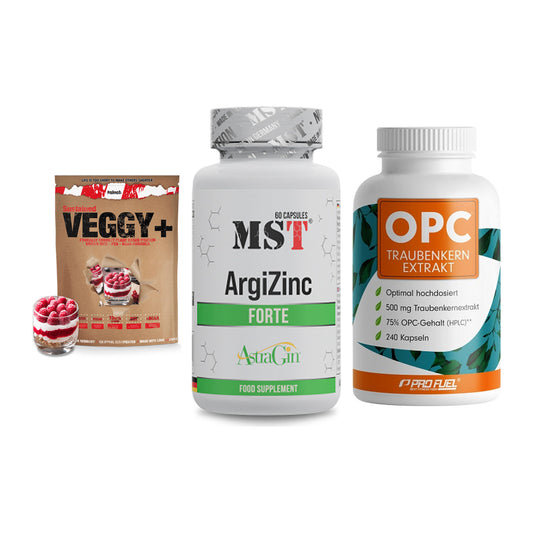 Pflanzliches Set: Sinob VEGGY + MST ArgiZinc + ProFuel OPC – alle enthaltenen Artikel