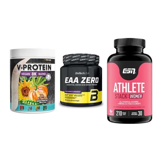 Pflanzliches Set: ProFuel V-Prote + BioTech EAA + ESN Athlete – alle enthaltenen Artikel