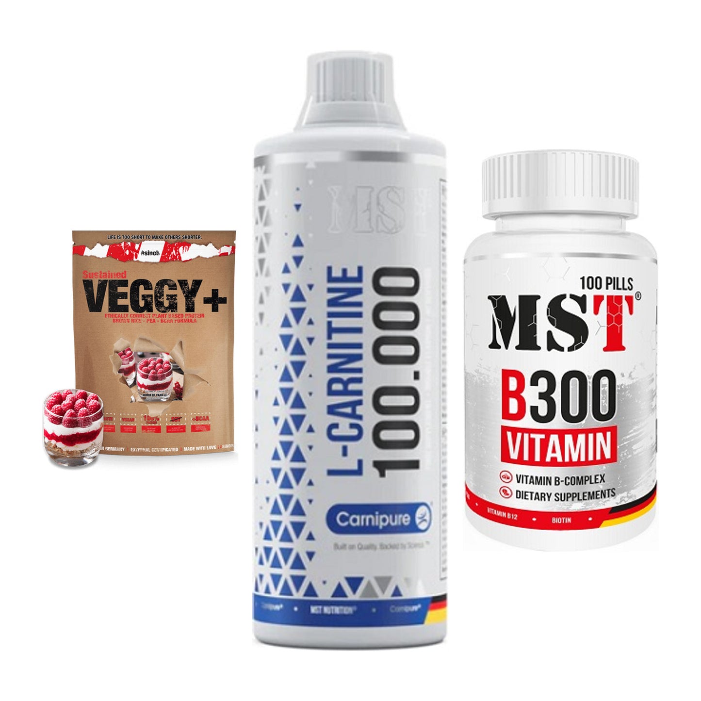 Pflanzliches Set: Sinob VEGGY + MST L-Carnitine + MST B300 – alle enthaltenen Artikel