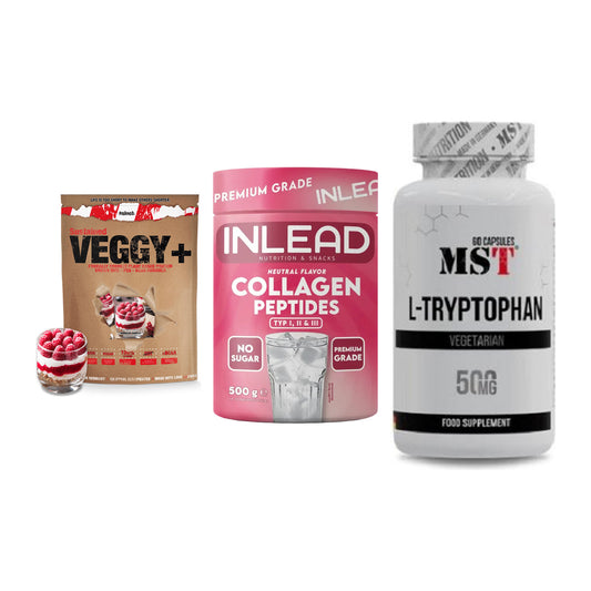 Pflanzliches Set: Sinob VEGGY + INLEAD Collagen + MST Tryptophan – alle enthaltenen Artikel