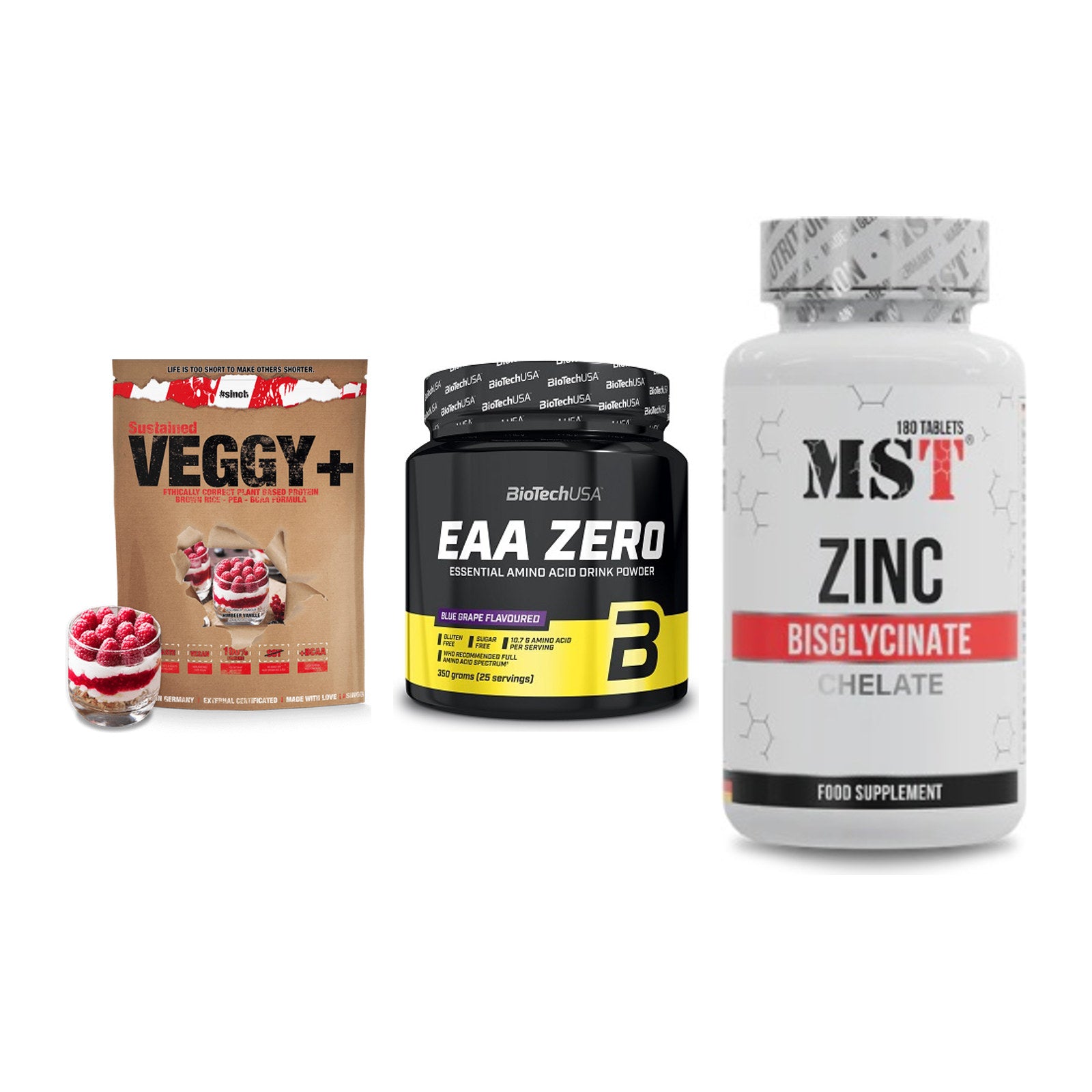Pflanzliches Set: Sinob VEGGY + BioTech EAA + MST Zinc – alle enthaltenen Artikel