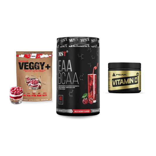 Pflanzliches Set: Sinob VEGGY + MST EAA & BCAA + Peak Vitamin D – alle enthaltenen Artikel