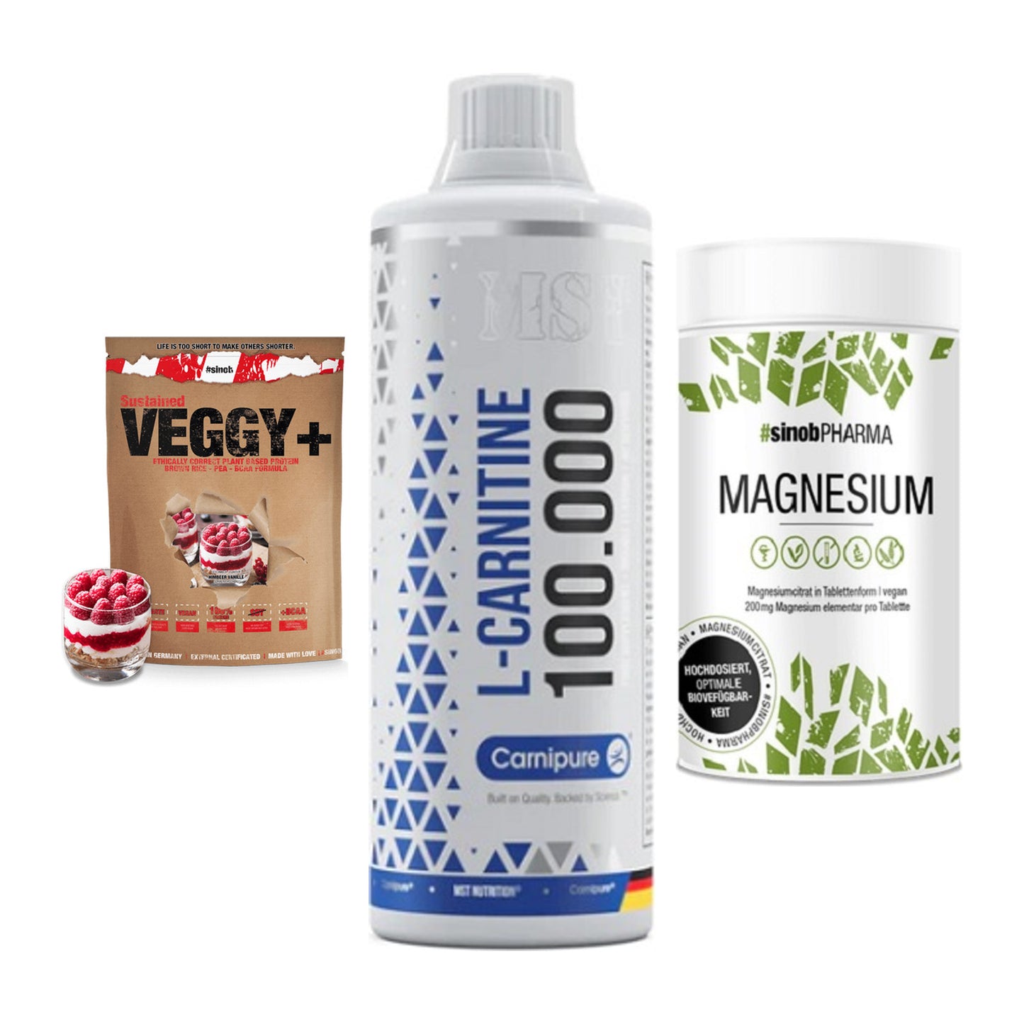 Pflanzliches Set: Sinob VEGGY + MST L-Carnitine + Sinob Magnesium – alle enthaltenen Artikel