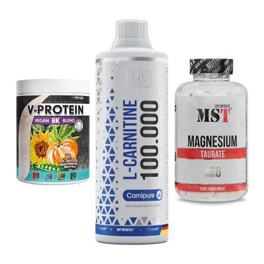 Pflanzliches Set: ProFuel V-Prote + MST L-Carnitine + MST Magnesium – alle enthaltenen Artikel
