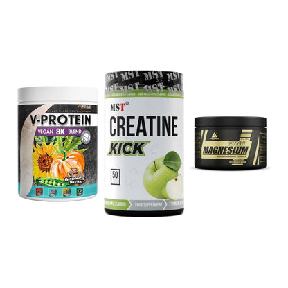 Pflanzliches Set: ProFuel V-Prote + MST Creatine + Peak Magnesium – alle enthaltenen Artikel