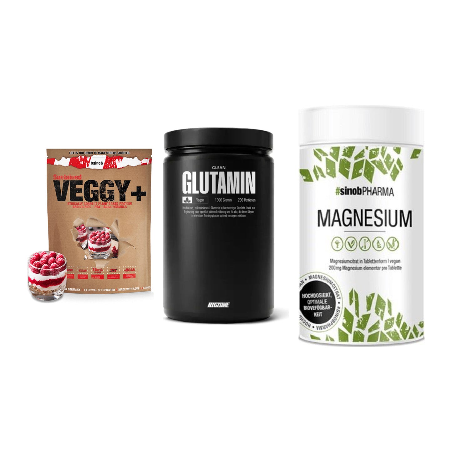 Pflanzliches Set: Sinob VEGGY + Big Zone + Sinob Magnesium – alle enthaltenen Artikel
