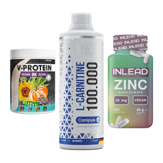 Pflanzliches Set: ProFuel V-Prote + MST L-Carnitine + INLEAD Zink – alle enthaltenen Artikel
