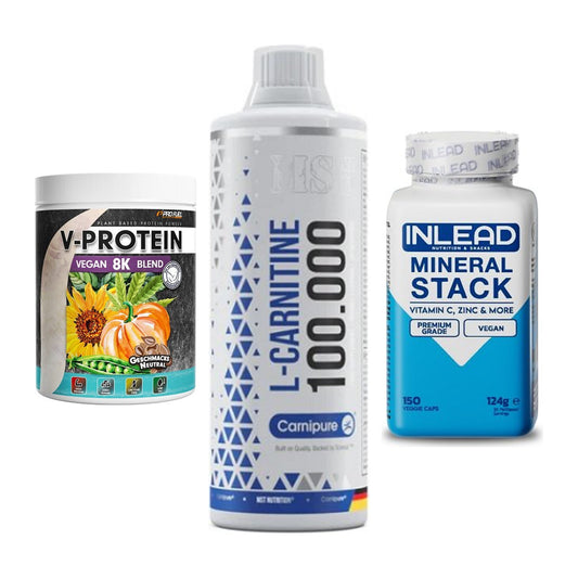 Pflanzliches Set: ProFuel V-Prote + MST L-Carnitine + INLEAD Mineral – alle enthaltenen Artikel