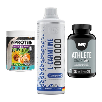 Pflanzliches Set: ProFuel V-Prote + MST L-Carnitine + ESN Athlete – alle enthaltenen Artikel