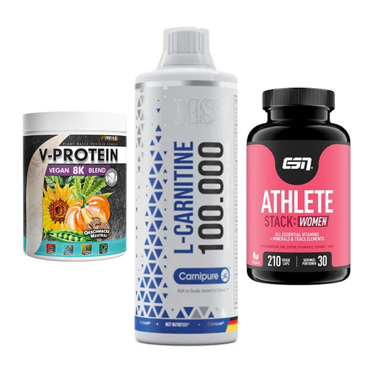Pflanzliches Set: ProFuel V-Prote + MST L-Carnitine + ESN Athlete – alle enthaltenen Artikel