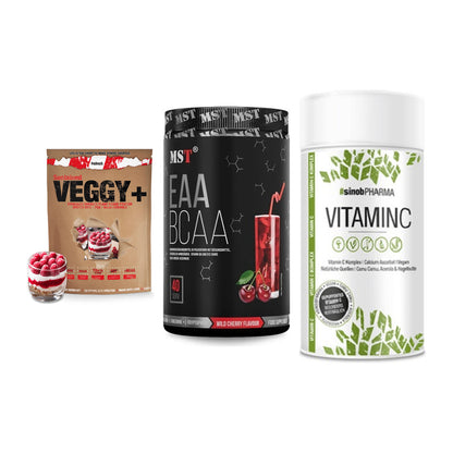 Pflanzliches Set: Sinob VEGGY + MST EAA & BCAA + Sinob Vitamin C – alle enthaltenen Artikel