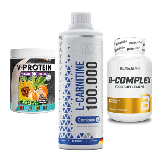 Pflanzliches Set: ProFuel V-Prote + MST L-Carnitine + BioTech B – alle enthaltenen Artikel