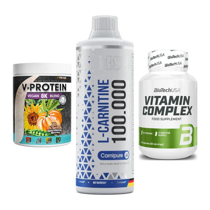 Pflanzliches Set: ProFuel V-Prote + MST L-Carnitine + BioTech Vitamin – alle enthaltenen Artikel