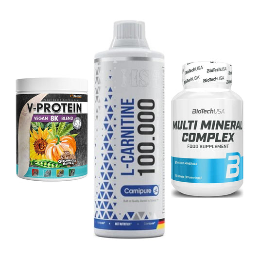 Pflanzliches Set: ProFuel V-Prote + MST L-Carnitine + BioTech Multi – alle enthaltenen Artikel