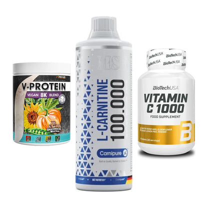 Pflanzliches Set: ProFuel V-Prote + MST L-Carnitine + BioTech Vitamin – alle enthaltenen Artikel