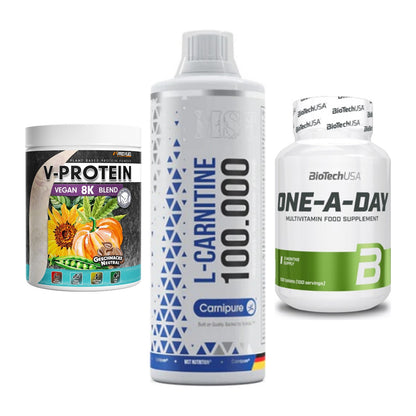 Pflanzliches Set: ProFuel V-Prote + MST L-Carnitine + BioTech One A – alle enthaltenen Artikel