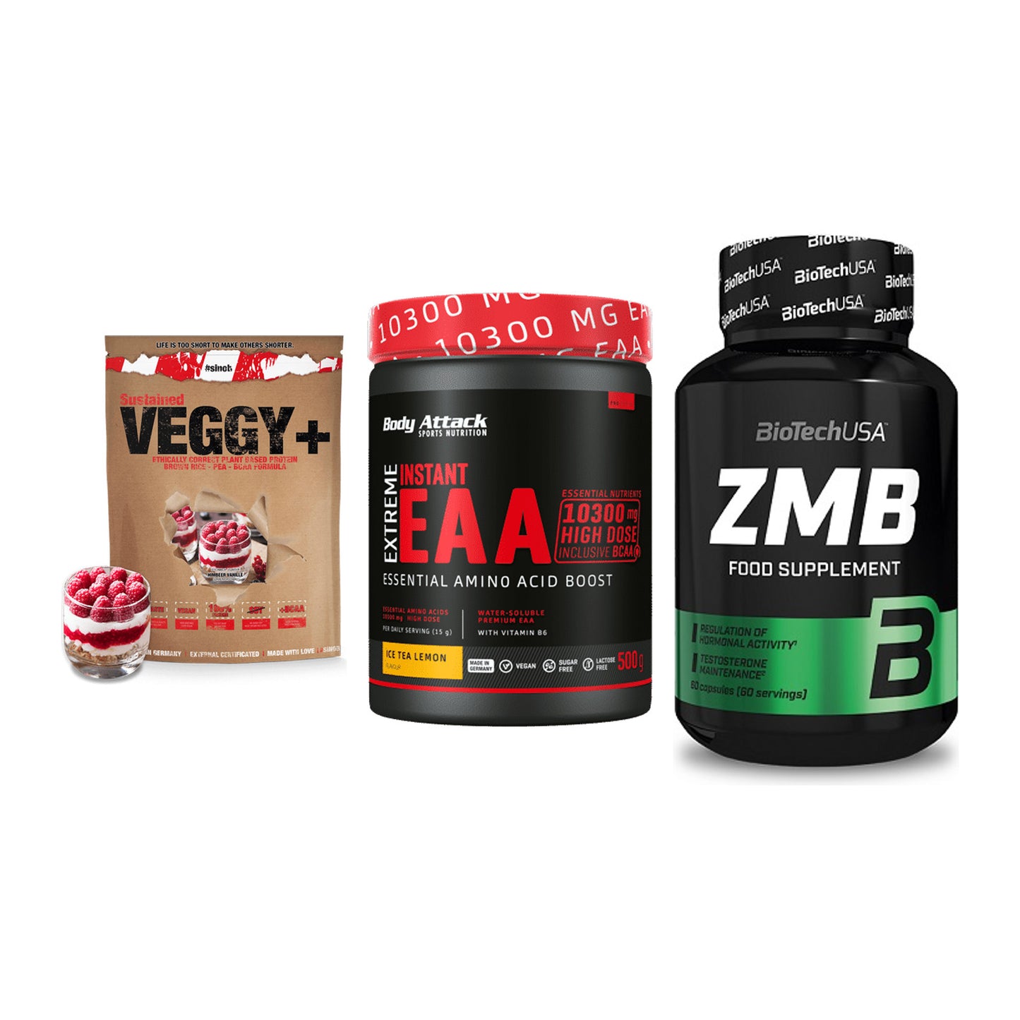 Pflanzliches Set: Sinob VEGGY + Body Attack + BioTech ZMB – alle enthaltenen Artikel