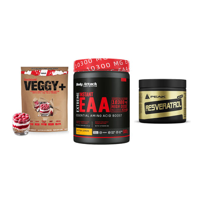 Pflanzliches Set: Sinob VEGGY + Body Attack + Peak Resveratro – alle enthaltenen Artikel