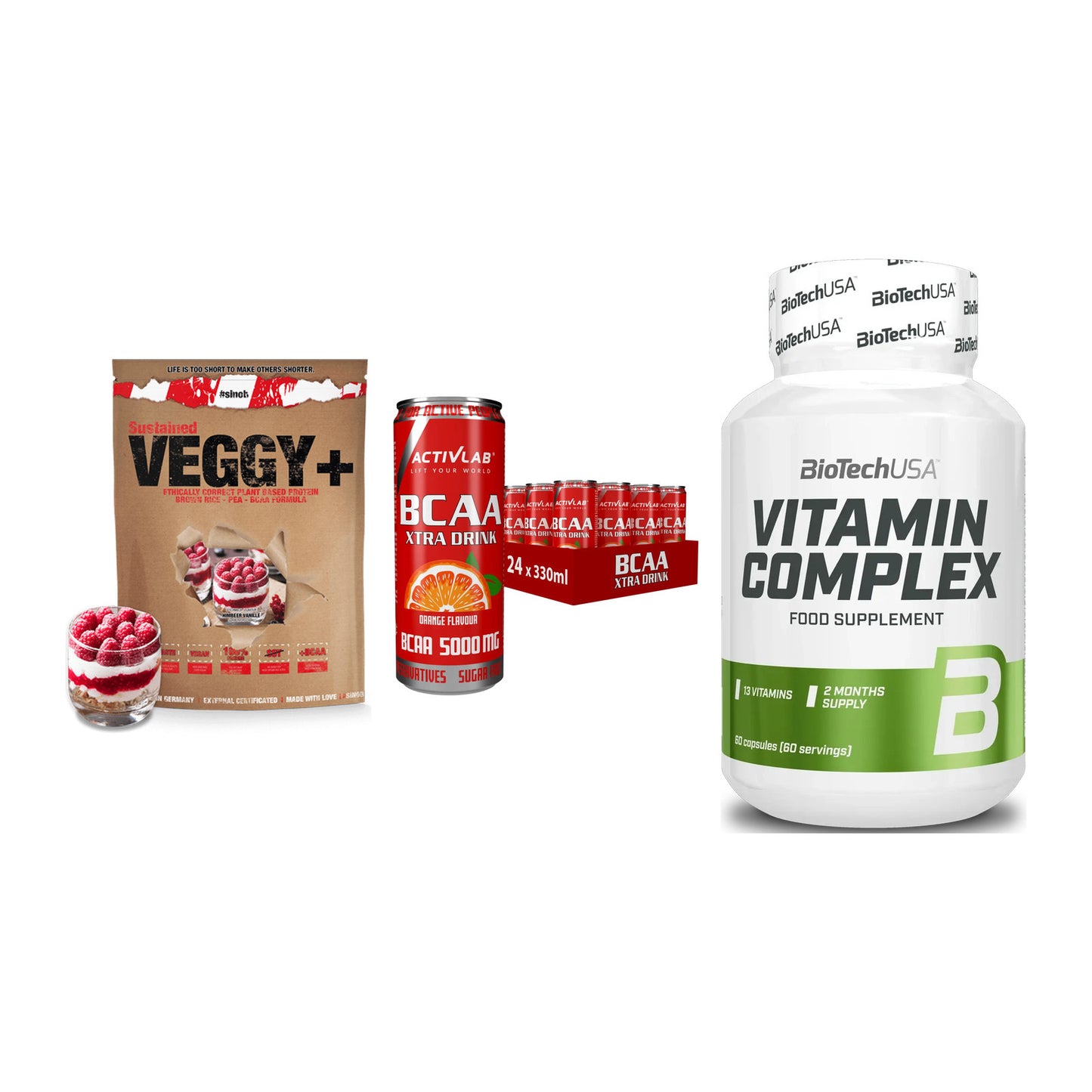 Pflanzliches Set: Sinob VEGGY + Activlab BCAA + BioTech Vitamin – alle enthaltenen Artikel