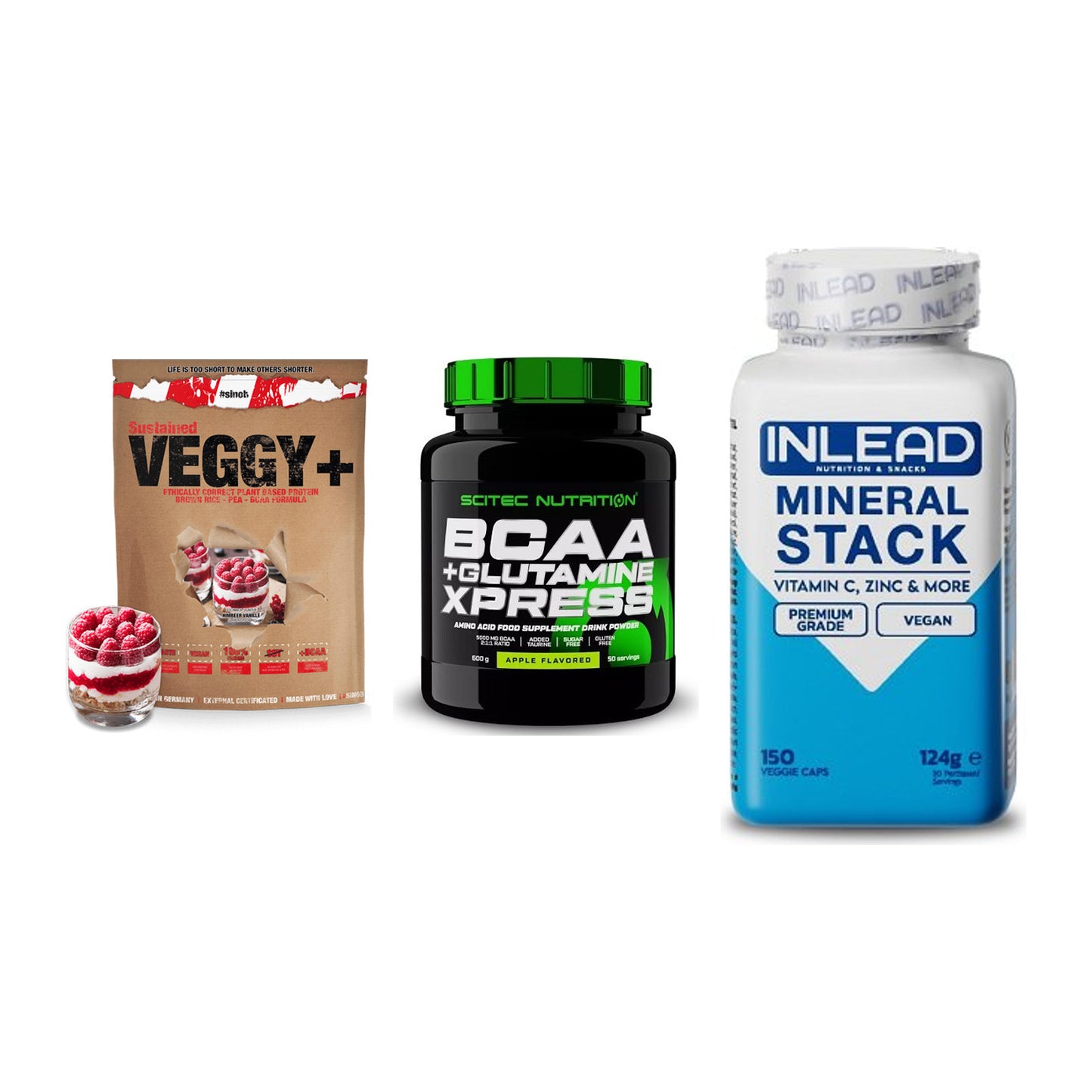 Pflanzliches Set: Sinob VEGGY + Scitec BCAA + INLEAD Mineral – alle enthaltenen Artikel
