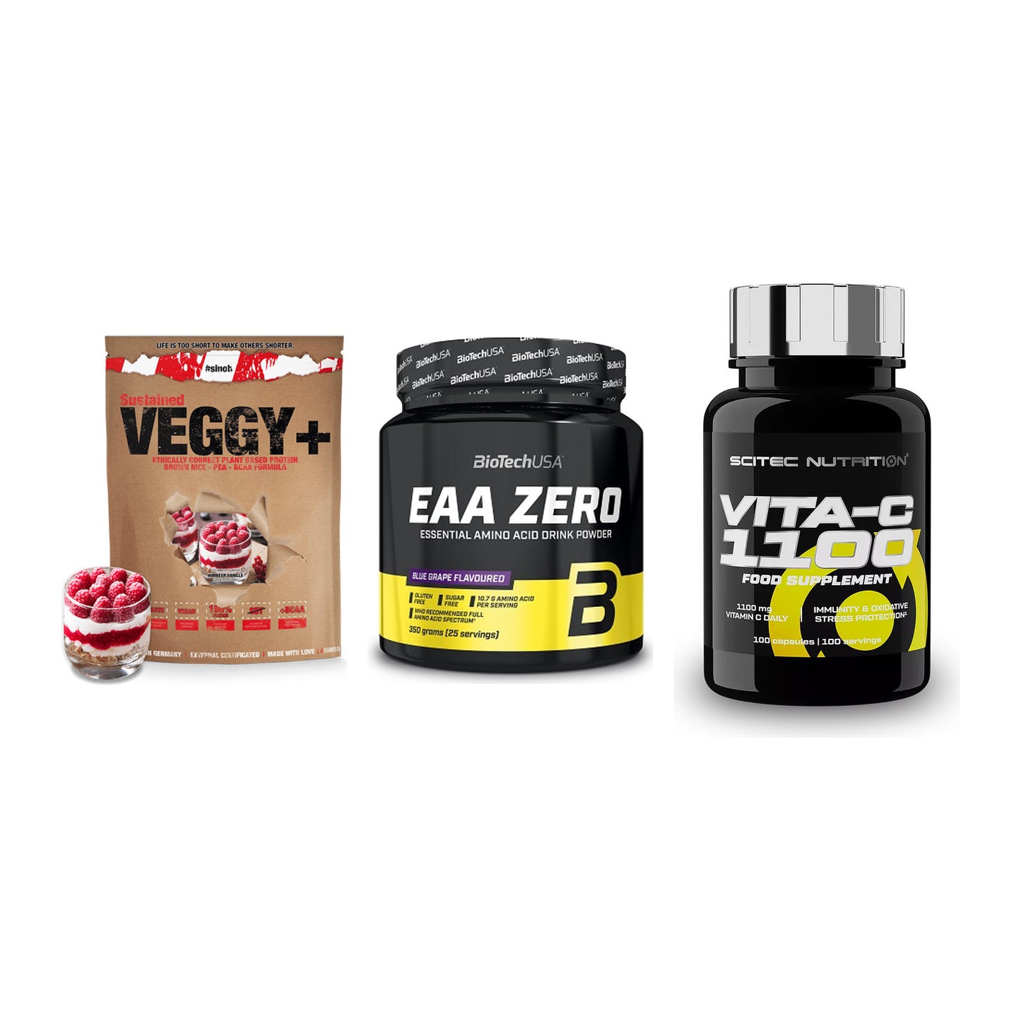 Pflanzliches Set: Sinob VEGGY + BioTech EAA + Scitec Vitamin – alle enthaltenen Artikel