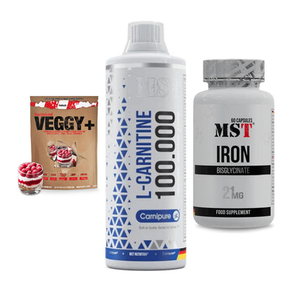 Pflanzliches Set: Sinob VEGGY + MST L-Carnitine + MST Iron – alle enthaltenen Artikel