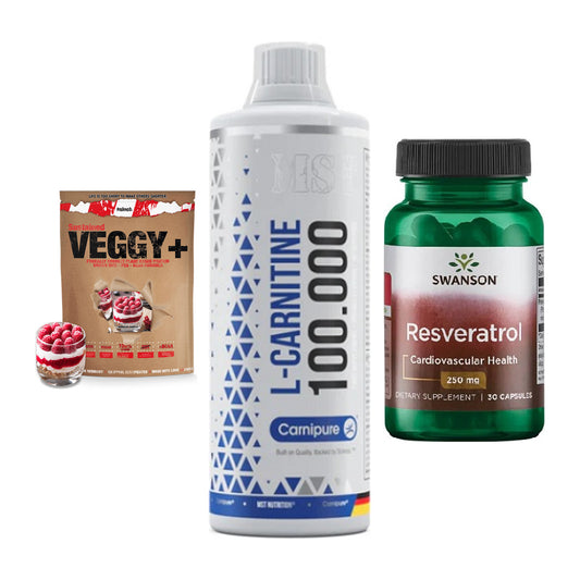 Pflanzliches Set: Sinob VEGGY + MST L-Carnitine + Swanson Resvera – alle enthaltenen Artikel