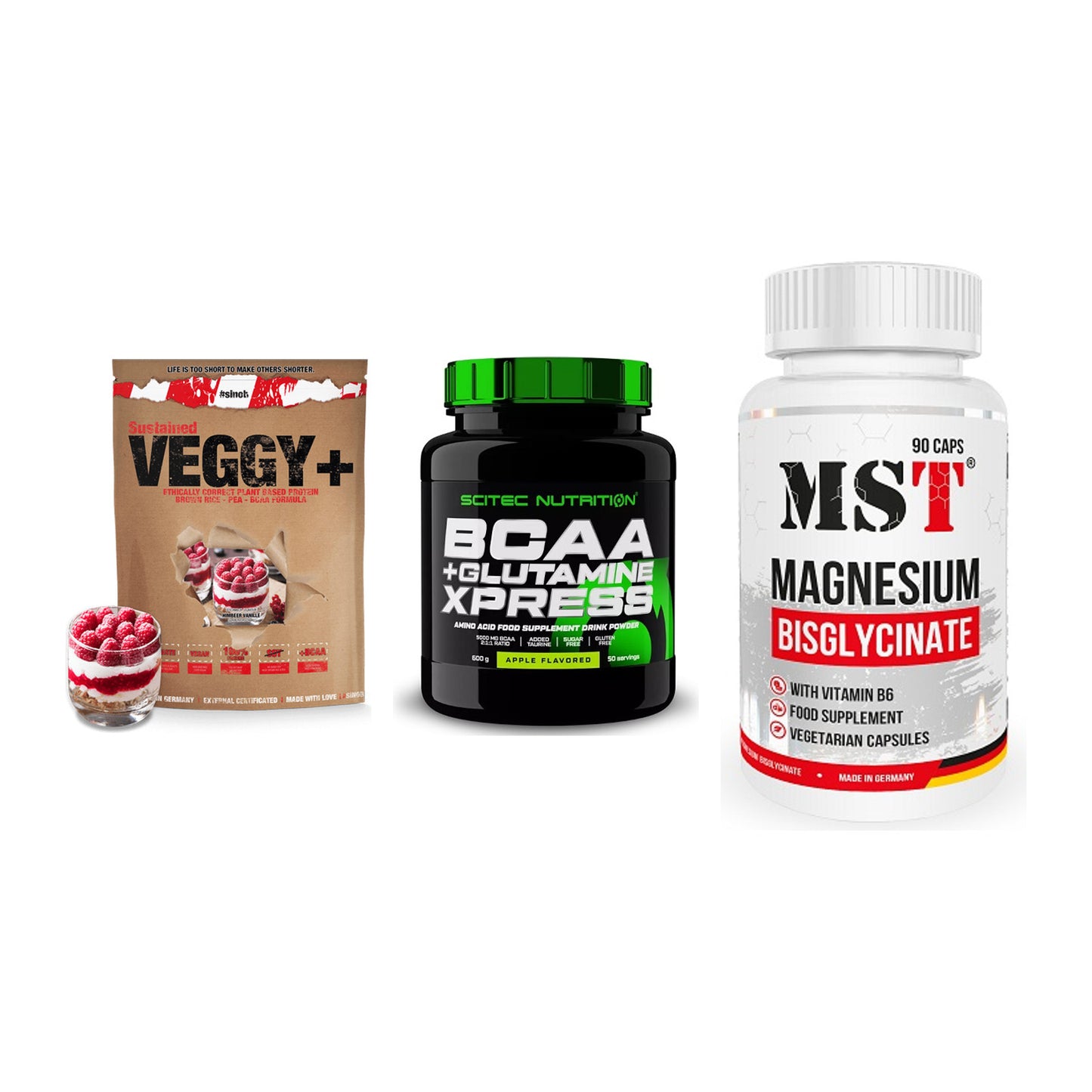 Pflanzliches Set: Sinob VEGGY + Scitec BCAA + MST Magnesium – alle enthaltenen Artikel
