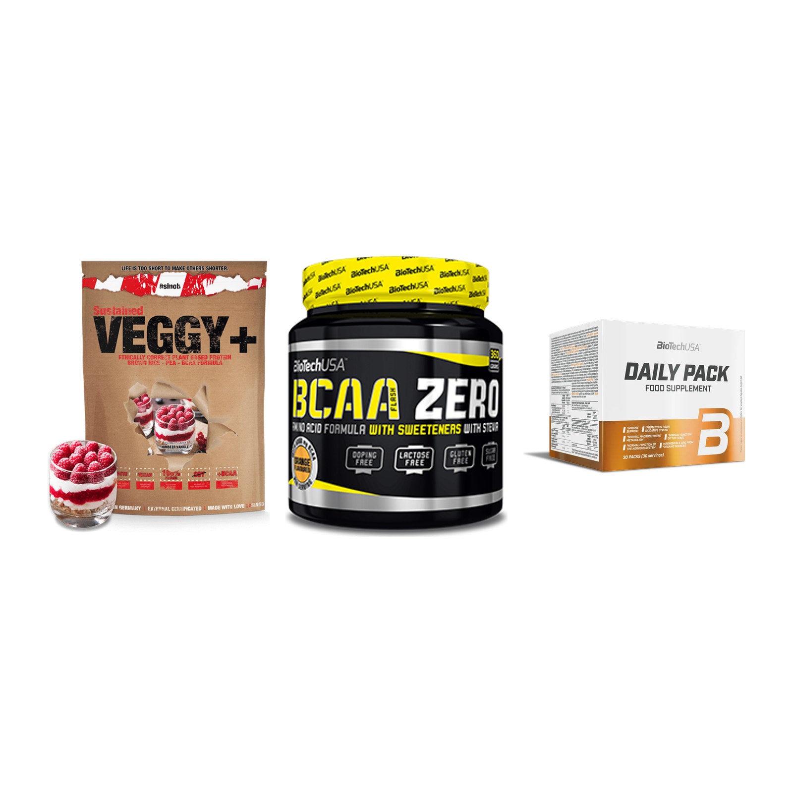 Pflanzliches Set: Sinob VEGGY + BioTech BCAA + BioTech Daily – alle enthaltenen Artikel
