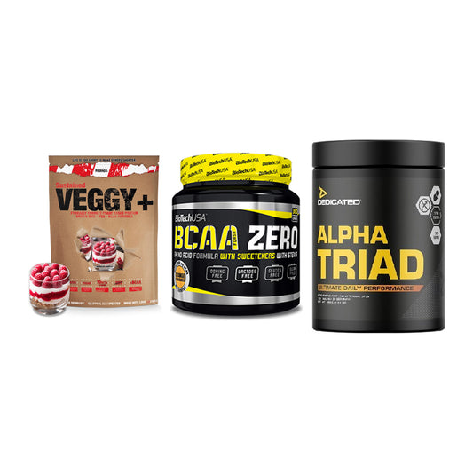 Pflanzliches Set: Sinob VEGGY + BioTech BCAA + Dedicated Alpha – alle enthaltenen Artikel
