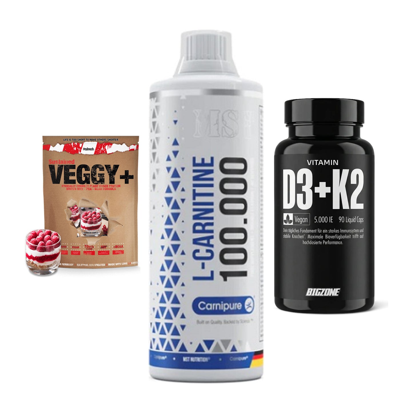 Pflanzliches Set: Sinob VEGGY + MST L-Carnitine + Big Zone – alle enthaltenen Artikel
