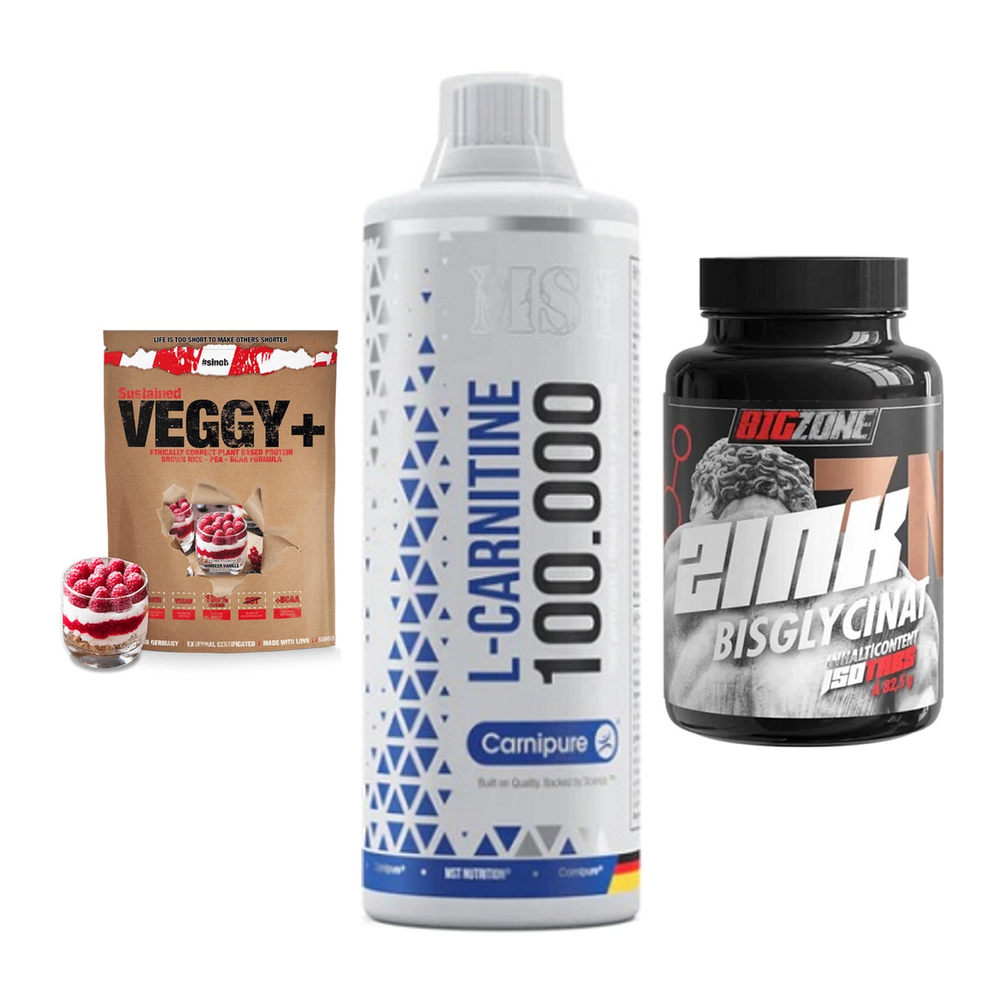 Pflanzliches Set: Sinob VEGGY + MST L-Carnitine + Big Zone Zink – alle enthaltenen Artikel