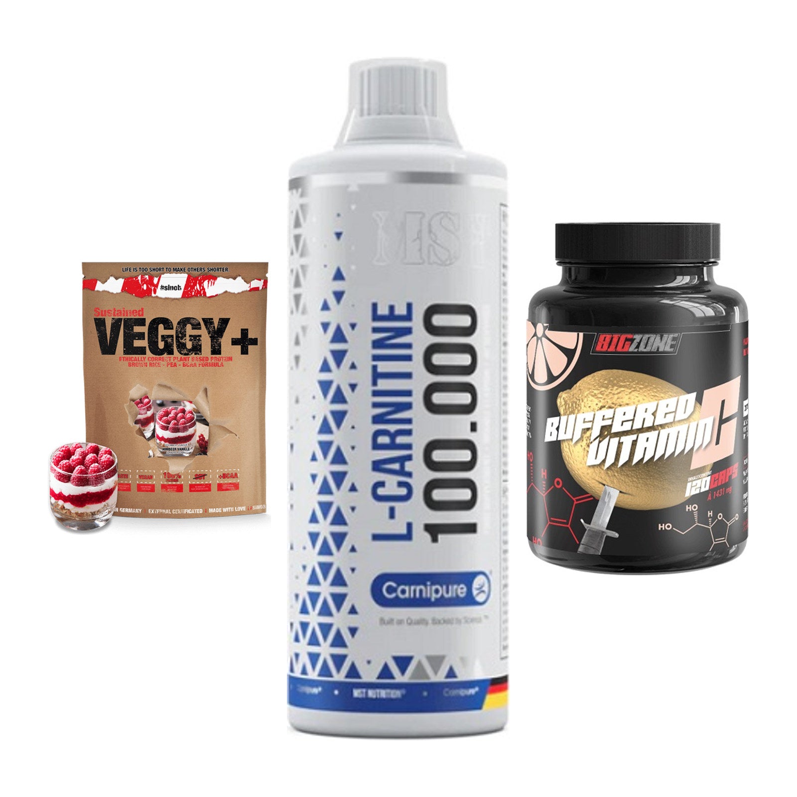 Pflanzliches Set: Sinob VEGGY + MST L-Carnitine + Big Zone – alle enthaltenen Artikel
