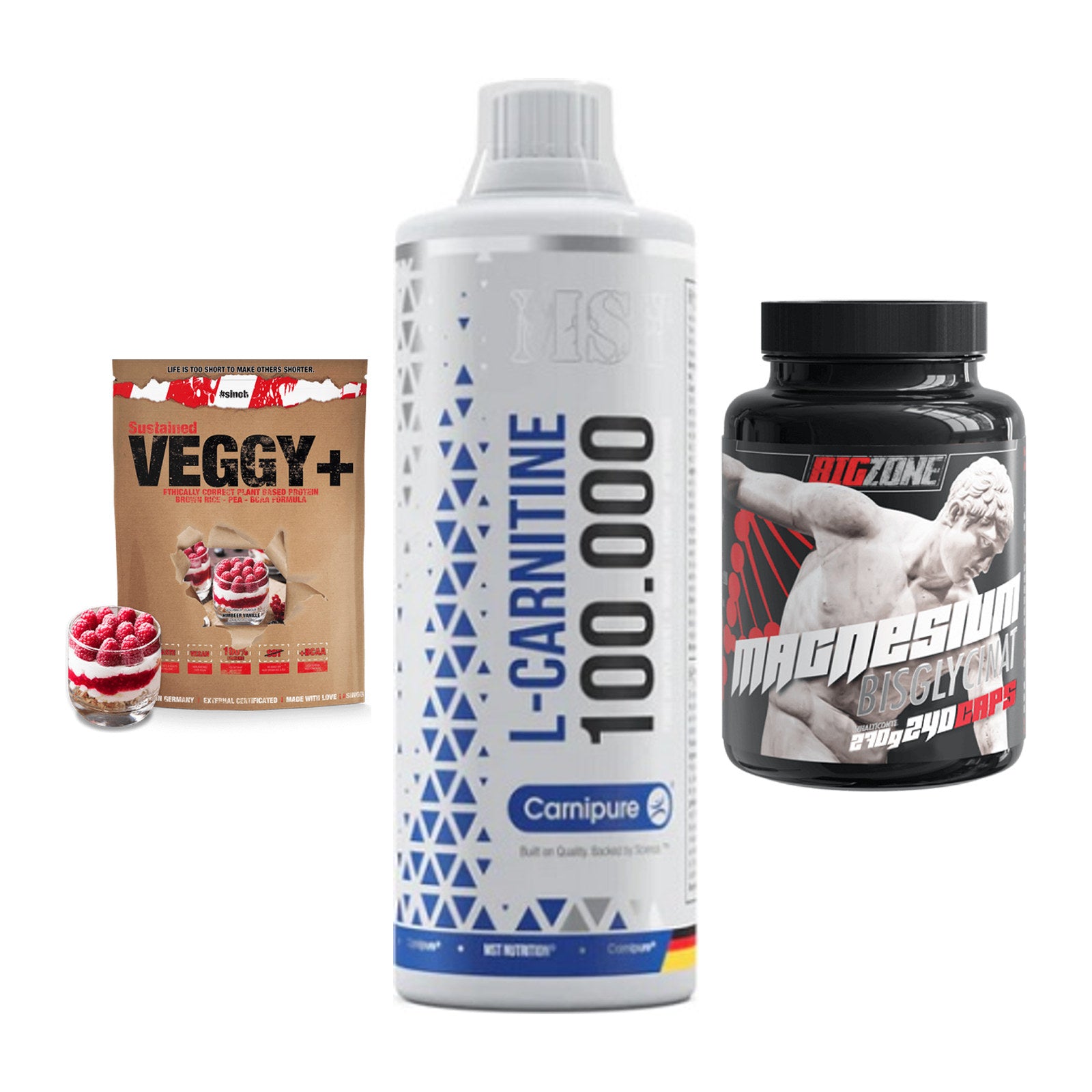 Pflanzliches Set: Sinob VEGGY + MST L-Carnitine + Big Zone – alle enthaltenen Artikel
