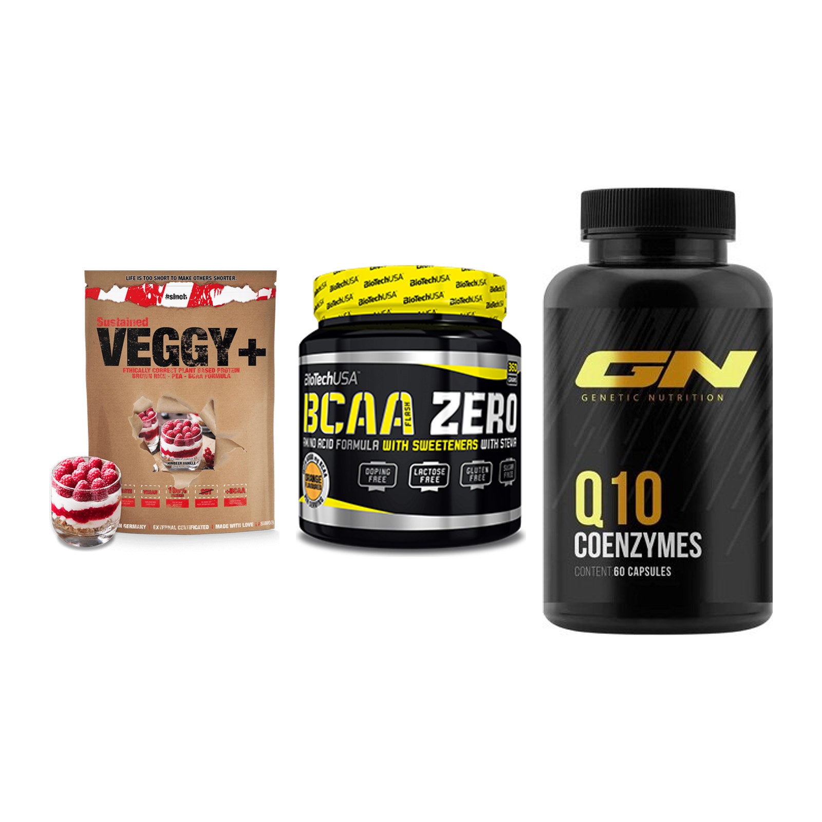 Pflanzliches Set: Sinob VEGGY + BioTech BCAA + GN Q10 Health – alle enthaltenen Artikel